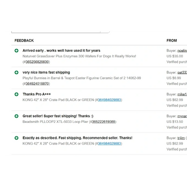 eBay seller feedback