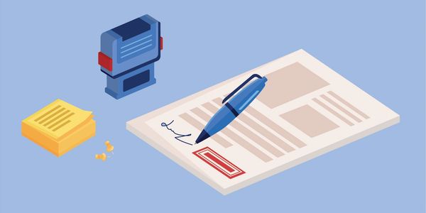 A notary stamp with an example of a completed notary provided by a notary public