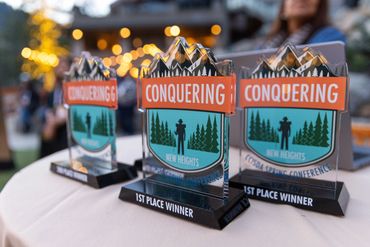 Awards on a table. shallow depth of field