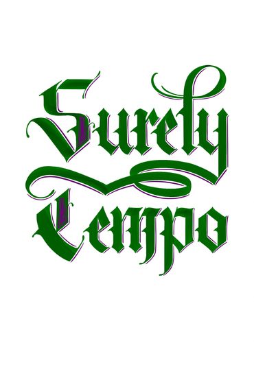 Green text "Surely Tempo" with purple flourishes