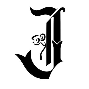 gothic "J" with monkey