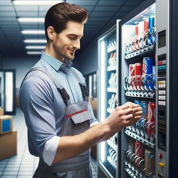 Man using a vending machine.