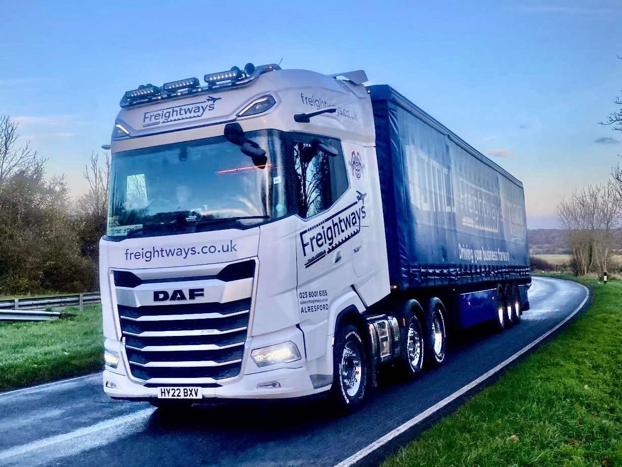 Photo of an HGV truck. Freightways is a freight forwarding company based near Southampton Hampshire.
