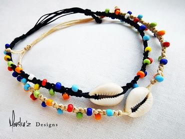 A150
Cowrie Shells & Colorful Glass Beads, Waerproof Anklets.
Price: Egp 350 each