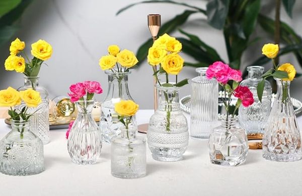 Ella's garden decor - mismatched glass wedding decor
