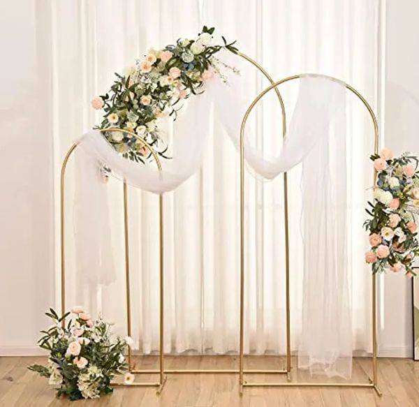 Ella's Garden wedding backdrop - three gold arch wedding backdrop with greenery