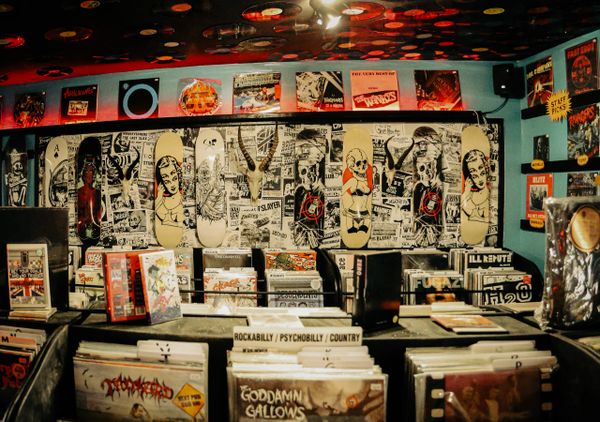 Bins full of records at Boulevard Trash.