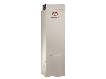 Dux Prodigy Gas storage tank water heater. LPG or Natural Gas, storage tanks heat up water as they need with no electrical connection for the hot water