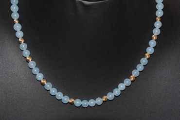 Custom Made Necklace made with Aquamarine Beads.