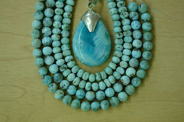 Turquoise Beads and Larimar Pendant