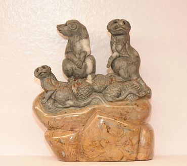 Jasper Family of Merkats Carving