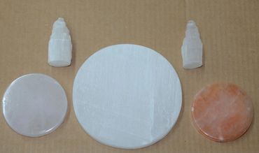 Selenite disks, towers, and plates