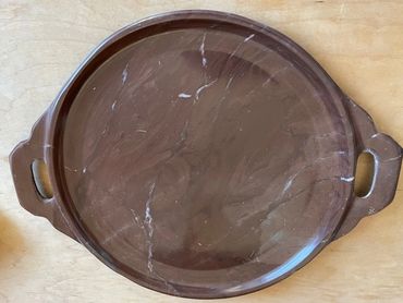 12 inch chocolate marble platter with handles