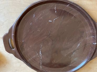 12 inch chocolate marble platter with handles