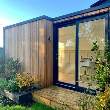 Bespoke garden office cladded in larch