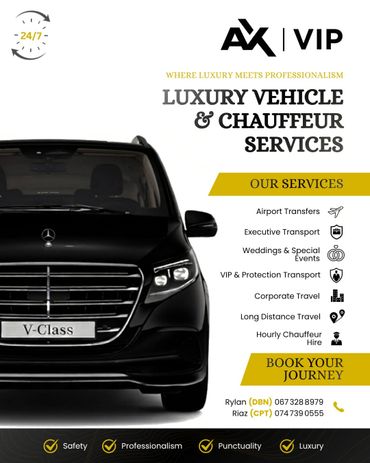 Luxury vehicle and chauffeur services with 24/7 availability and professional care.