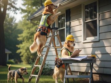 dogs consulting on a house in Parker