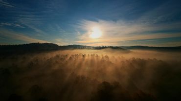 Sunrise fog near Manning Mill Park, Adairsville, Ga drone services