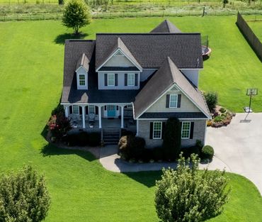 Real Estate Aerial listing photo front angle drone images