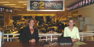 Daena Smoller and Dian Thompson at the CBS News anchor desk