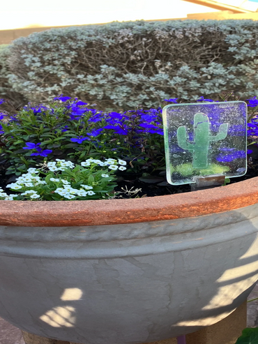 fused glass saguaro plantstake