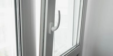 White uPVC tilt and turn windows, handle design, energy efficient, Hyderabad near me