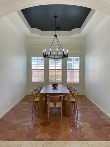 New chandelier hung over the dinning room table.