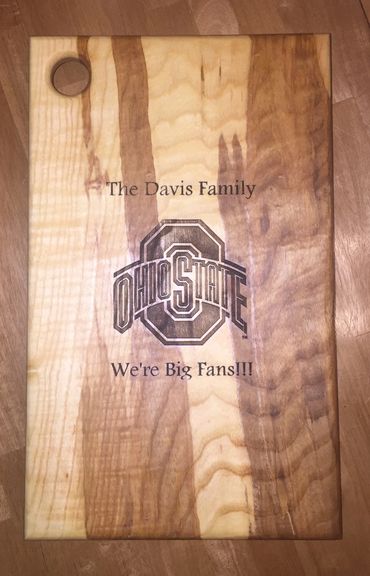 We can also laser engrave like we did for this ash bread board.