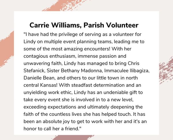 Quote from Carrie Williams, Parish Volunteer