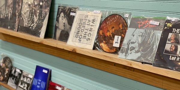 45s, CDs, music, vintage vinyl, vintage records, old record store, vinyl display