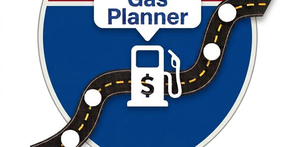 Gas planner logo with road and gas pump icon.