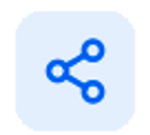 A blue circular icon with three connected nodes symbolizing sharing or connectivity.