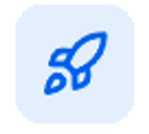 Blue rocket icon symbolizing launch or innovation.