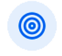 A blue and white concentric circle target icon.