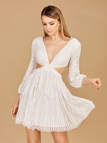 sequence long sleeved reception dress