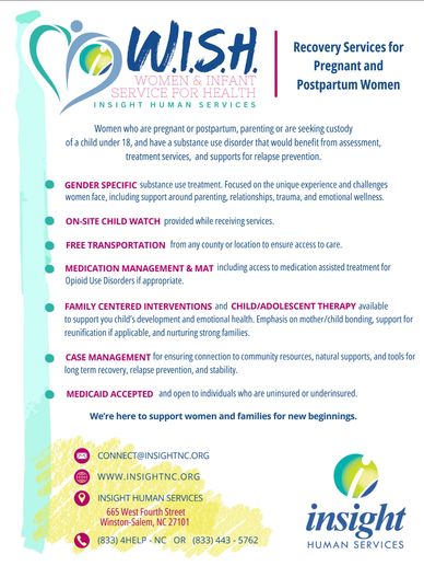 Flyer for Insight Human Services offering recovery support for pregnant and postpartum women.
