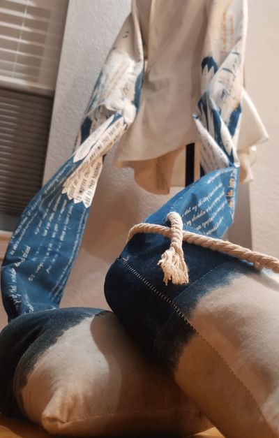 Detail of If Only, cyanotype on fabric.