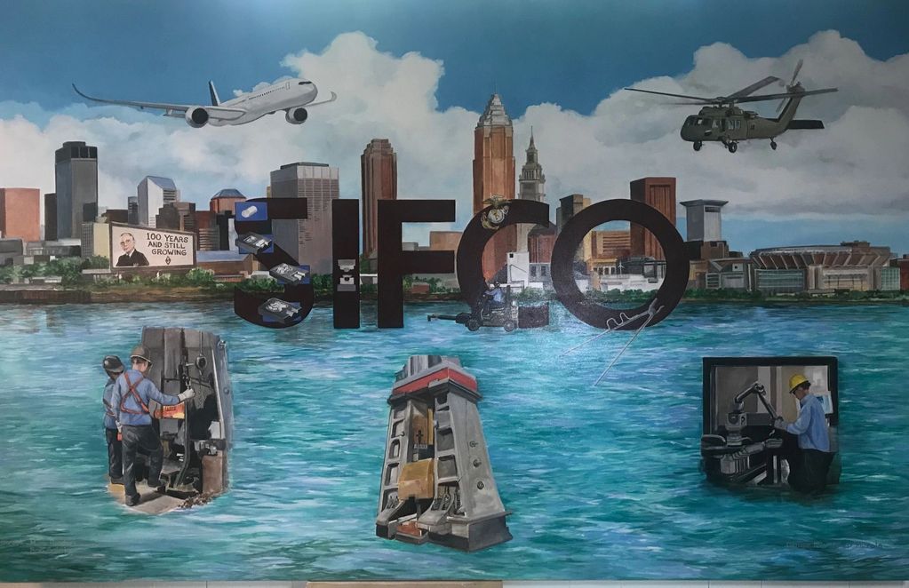 Sifco Industries , Cleveland, Ohio, mural depicting the foundry, for the 100th Anniversary .