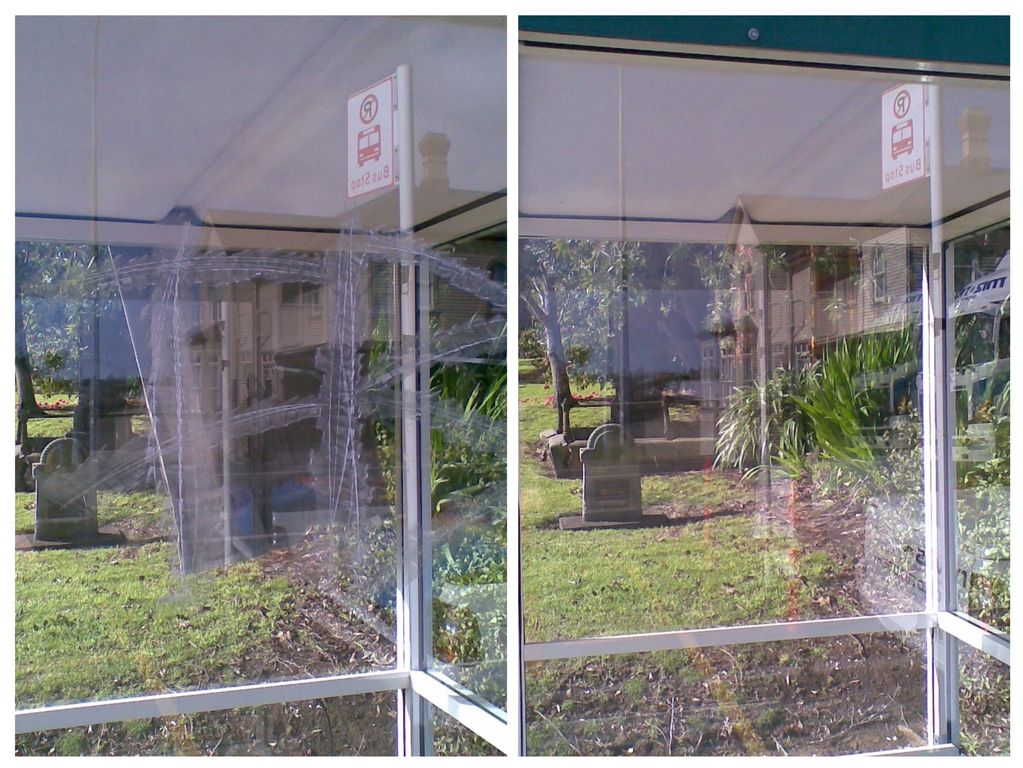 scratched glass bus stop clear restored glazing savings cost etched damage