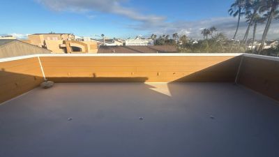 James Hardie Siding and Trim and AL Flex Waterproofing on roof deck in Newport Beach