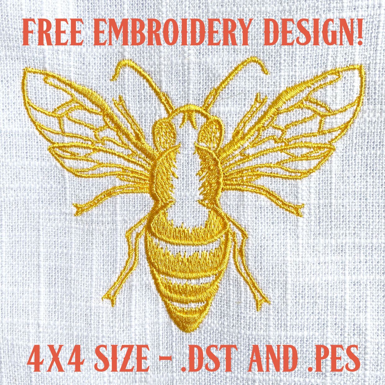 Free Machine Embroidery Design - Honey Bee 4x4 Size