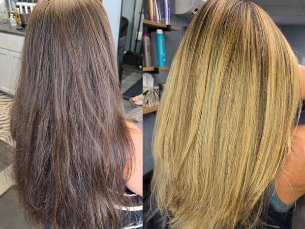 Hair salon modern lived-in color and healthy shine results