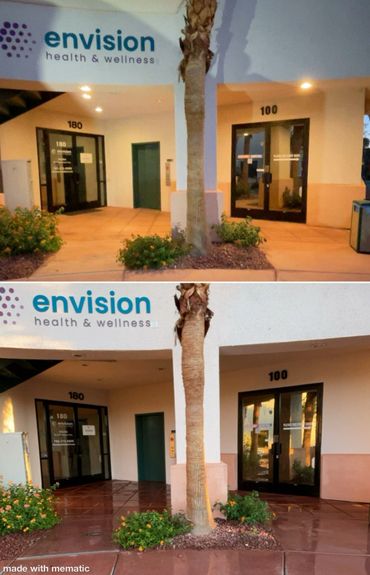 Before and after cleaning in front of envision