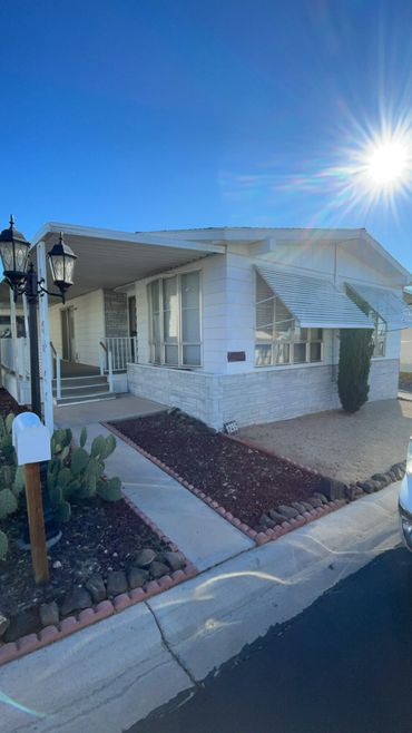 Front view of the white clean house