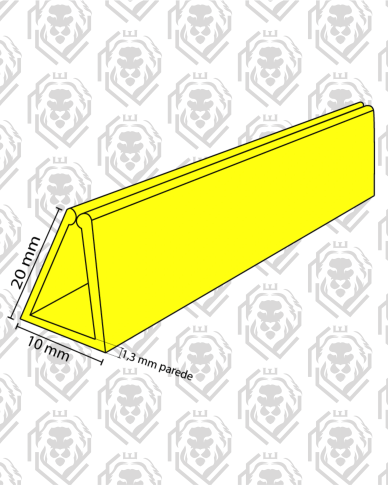 Yellow triangular prism on a black patterned background.