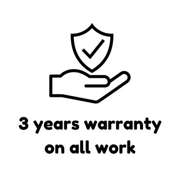 Icon of a hand holding a shield with a checkmark, guaranteeing a 3-year warranty.