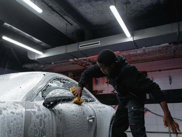The washing process on a self service car wash