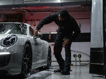 A man washing the car