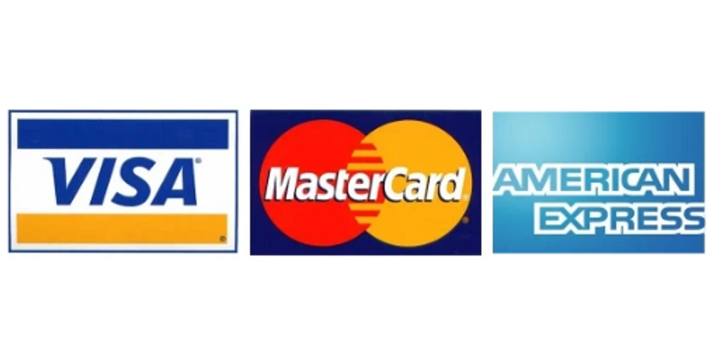 DEBIT cards for UNDER $200 ONLY. 
CASH, CASHIER'S CHECKS, or  CREDIT CARD for amounts over $200.