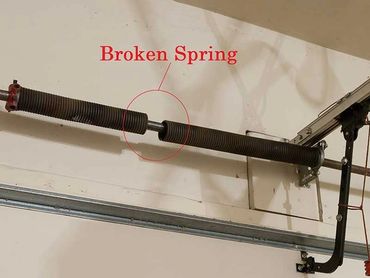 Garage door spring visibly broken in the middle.